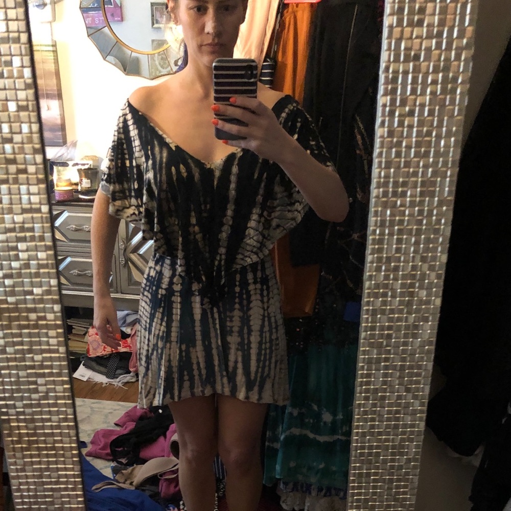 Gypsy05 tie dye off shoulder mini dress